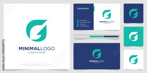 Abstract letter G growth financial logo template. Bar chart statistics business logo and business card.