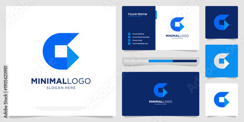 Abstract letter G growth financial logo template. Bar chart statistics business logo and business card.