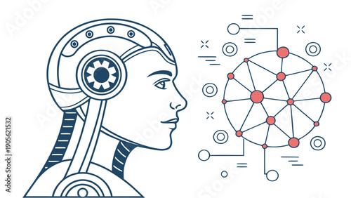 human head with gears on abstract background