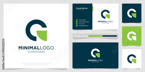 Abstract letter G growth financial logo template. Bar chart statistics business logo and business card.