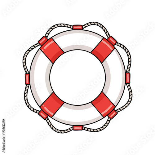 Red and White Lifebuoy Illustration