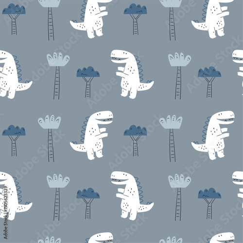 cute dinosaur drawing as vector for kids fashion pattern design