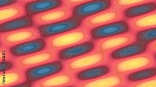 Abstract pattern with wavy shapes in vibrant red, yellow, and blue hues