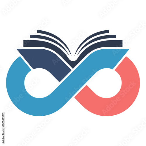 colorful vector illustration of infinity loop combined with open book symbol representing lifelong learning continuous education knowledge growth academic success and e learning concept