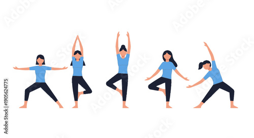 Woman Practicing Yoga in Various Poses.