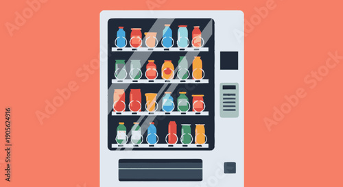 Vending Machine with Various Beverages Inside.