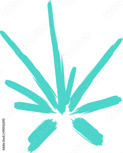 Abstract cannabis leaf icon with hand drawn brush strokes. Marijuana symbol illustration for medical concept, logo, simple design