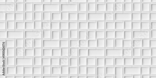 Fotografía Open three-sided white square frames geometry background wallpaper banner, flat