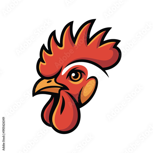 Vector illustration of a cartoon rooster head isolated on transparent background