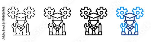 Vocational Education Icon Different Style Outline Collection Set