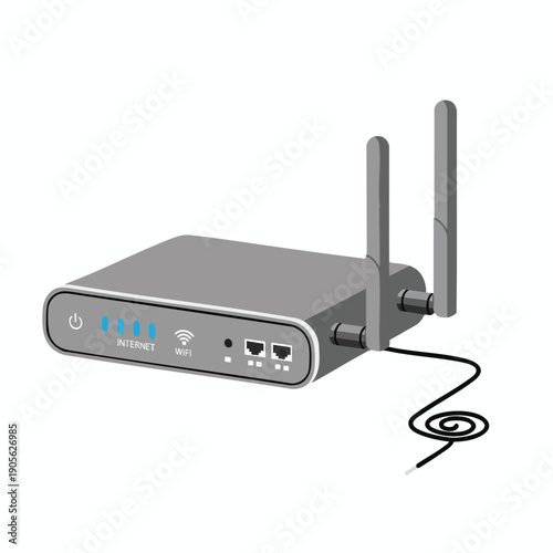 Modern Wireless Router with Antennas for High Speed Internet Connection and Network Access