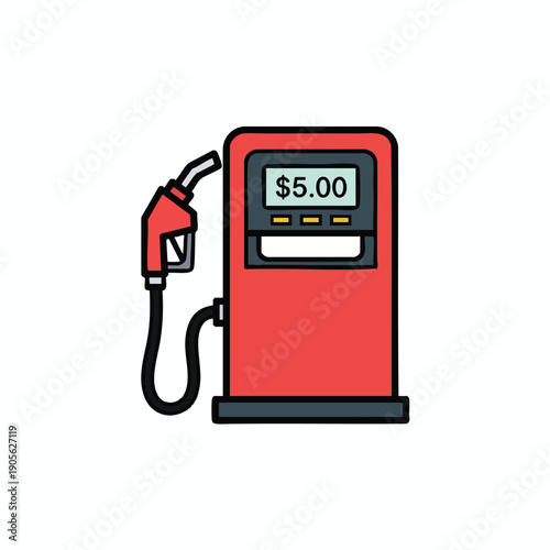 Red Fuel Pump Icon Illustration Showing Price Gas Station Dispenser for Energy and Transportation Concepts