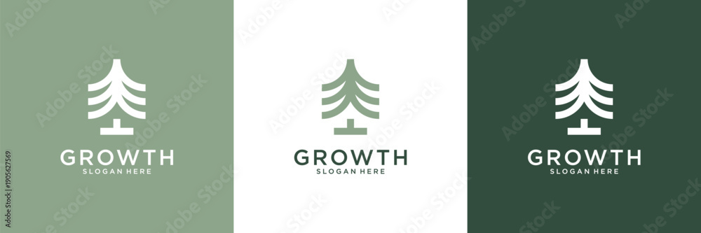 Naklejka premium Tree growth logo design inspiration. Abstract tree shape logo usable for business, eco and nature.
