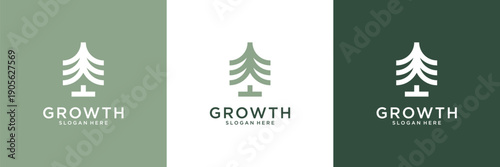 Tree growth logo design inspiration. Abstract tree shape logo usable for business, eco and nature.