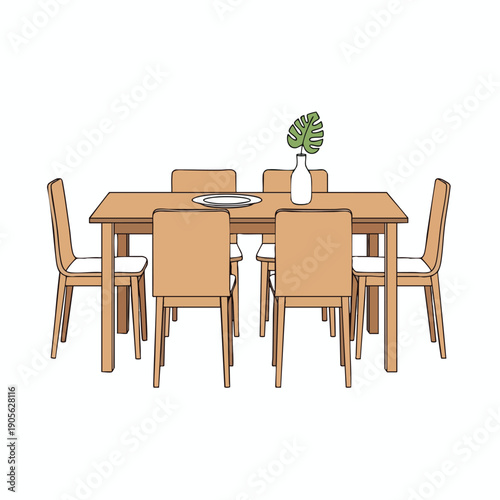Modern Dining Room Table with Chairs and Decor