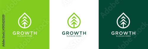 Tree growth logo design inspiration. Abstract tree shape logo usable for business, eco and nature.