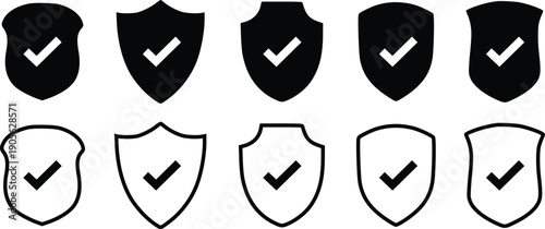 Shield vector set line black vector design illustrator, Collection of protect shield, Vector security shield badge, Knight award contours and linear signs Heraldic shield