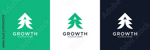 Tree growth logo design inspiration. Abstract tree shape logo usable for business, eco and nature.