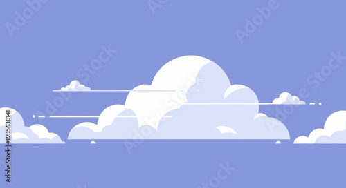 White Clouds in Blue Sky Illustration.
