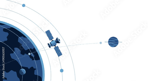 Satellite Orbiting Earth with Celestial Bodies.