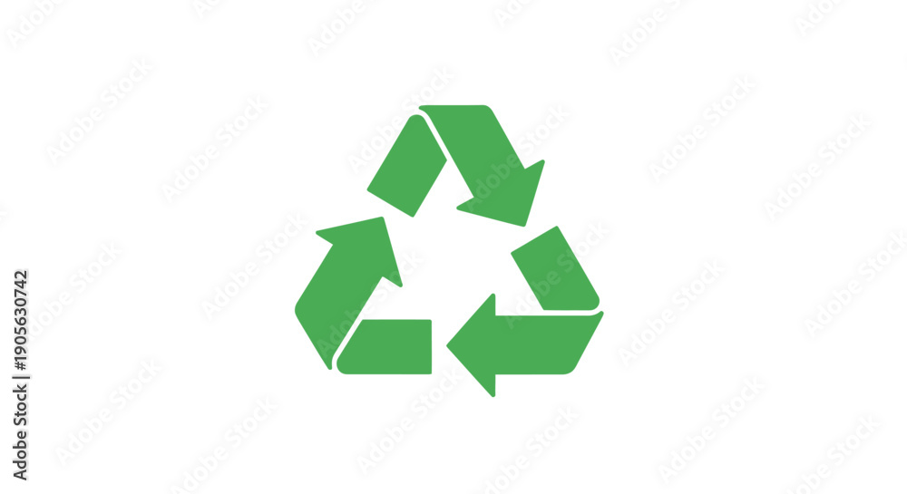 Obraz premium Green recycling symbol logo with three arrows on a white background, representing eco-friendly practices.