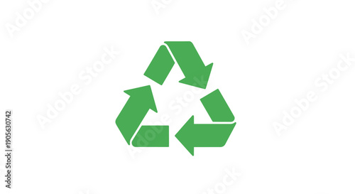 Green recycling symbol logo with three arrows on a white background, representing eco-friendly practices.