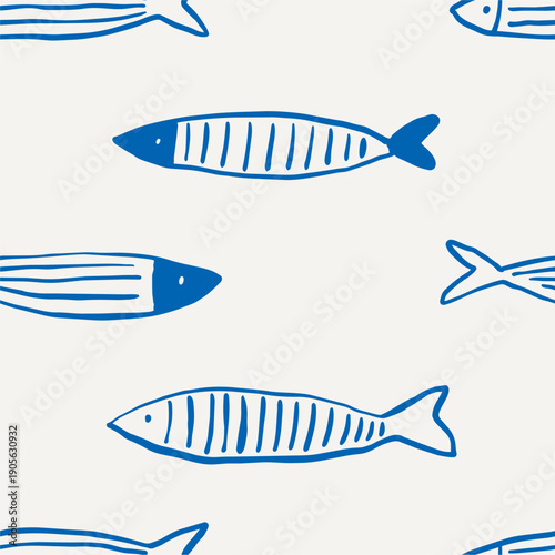 Hand-drawn fish set. Flat vector illustration on a white background.