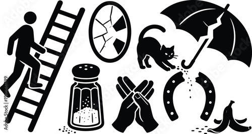 Superstitious symbols for good luck and bad fortune