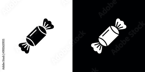 Black and white candy wrapper on contrasting backgrounds