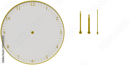 Simple White and Gold 3D Wall Clock with Separated Hands