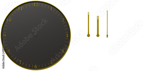Simple Black and Gold 3D Wall Clock with Separated Hands