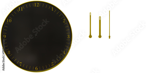Simple Black and Gold 3D Wall Clock with Separated Hands