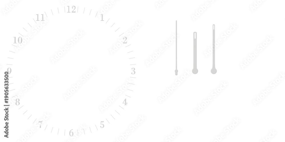 Obraz premium Transparent Minimalist White 3D Wall Clock with Separated Hands 