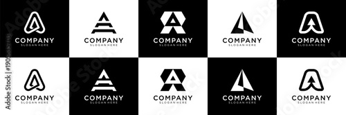 Set of letter A logo design inspiration. Abstract arrow logo design. Universal icon for business and branding. minimalist elegant design vector illustration.