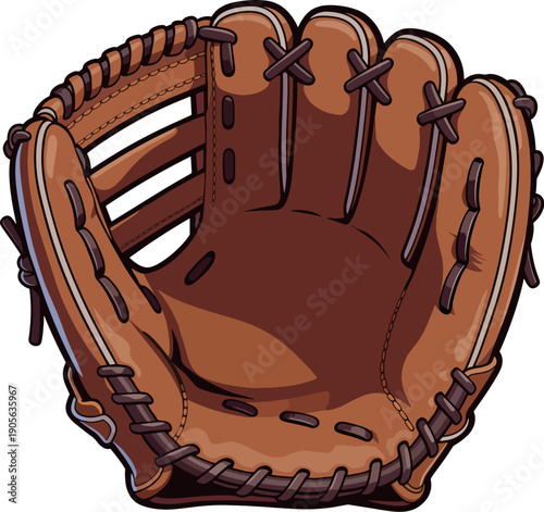 Leather baseball glove illustration, sports equipment vector
