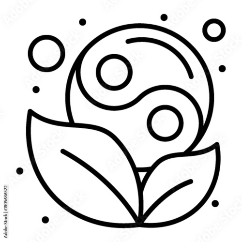 Yin and Yang Harmony: A visual representation of the Taoist philosophy of Yin and Yang, depicted as a balanced symbol within a set of leaves, signifying harmony.