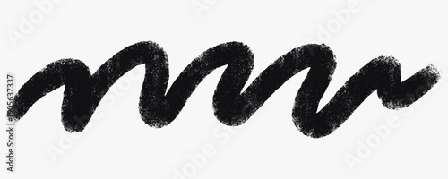 Hand-drawn abstract brush stroke with rough texture. Expressive wavy line for underline, highlight, accent or modern graphic design. Editable vector element isolated on white background.