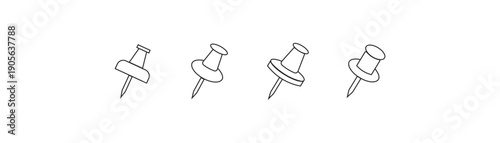 Push pin icon set. social media, Instagram pin icon. needle, pinned, attach, and note symbol. vector illustrator. eps10.