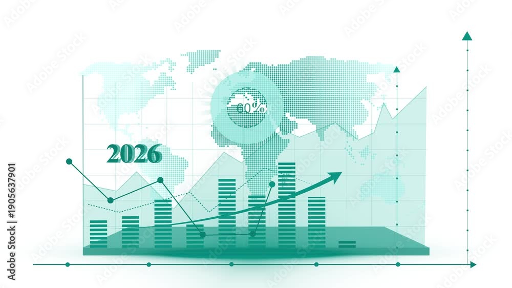 Futuristic 2026 Business Growth Chart Animation Line Graph And World 1000 F 1905637901 