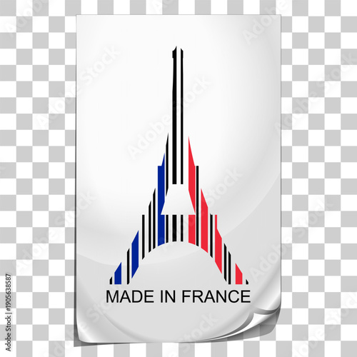 Made in France colored barcode sticker illustration