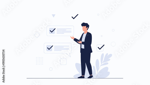 Businessman Checking Tasks on Checklist, Success and Planning Concept