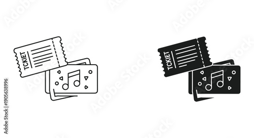 Concert Tickets with Music Notes Illustration Design