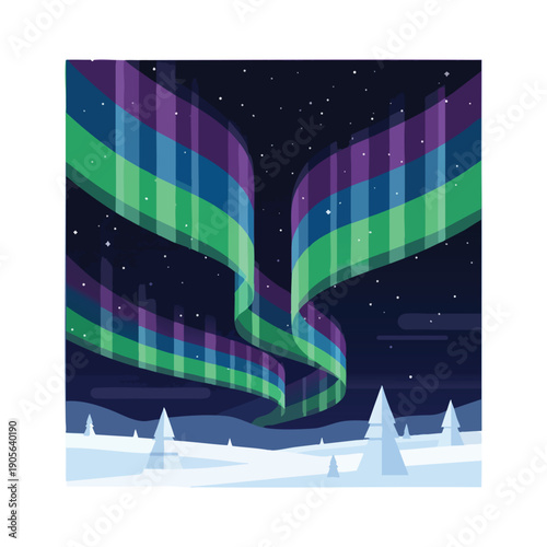 Spectacular Display of the Northern Lights Over a Snowy Landscape