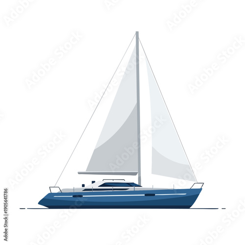 Elegant Sailboat on Calm Blue Waters under a Clear Sky