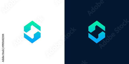 A modern abstract geometric logo with interconnected shapes in a blue-green gradient, symbolizing dynamic flow, technology, and innovation for contemporary digital businesses
