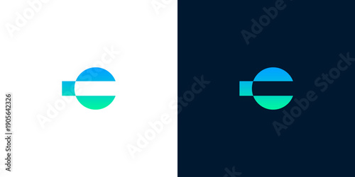 Abstract geometric letter C logo design with gradient colors on white and dark backgrounds