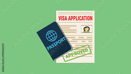 Visa application form with passport and tickets. Application visa. Document for travel. Travel approval. Immigration visa	