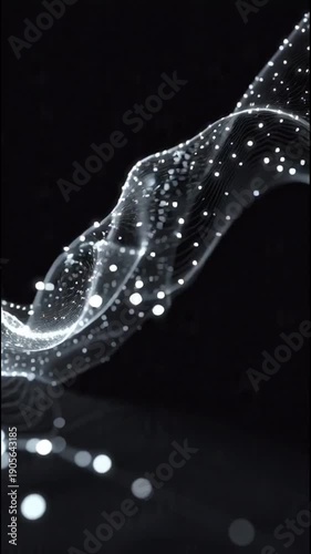 Elegant abstract light flow with glowing particles and swirling patterns set against a dark background for technology and innovation themed visuals