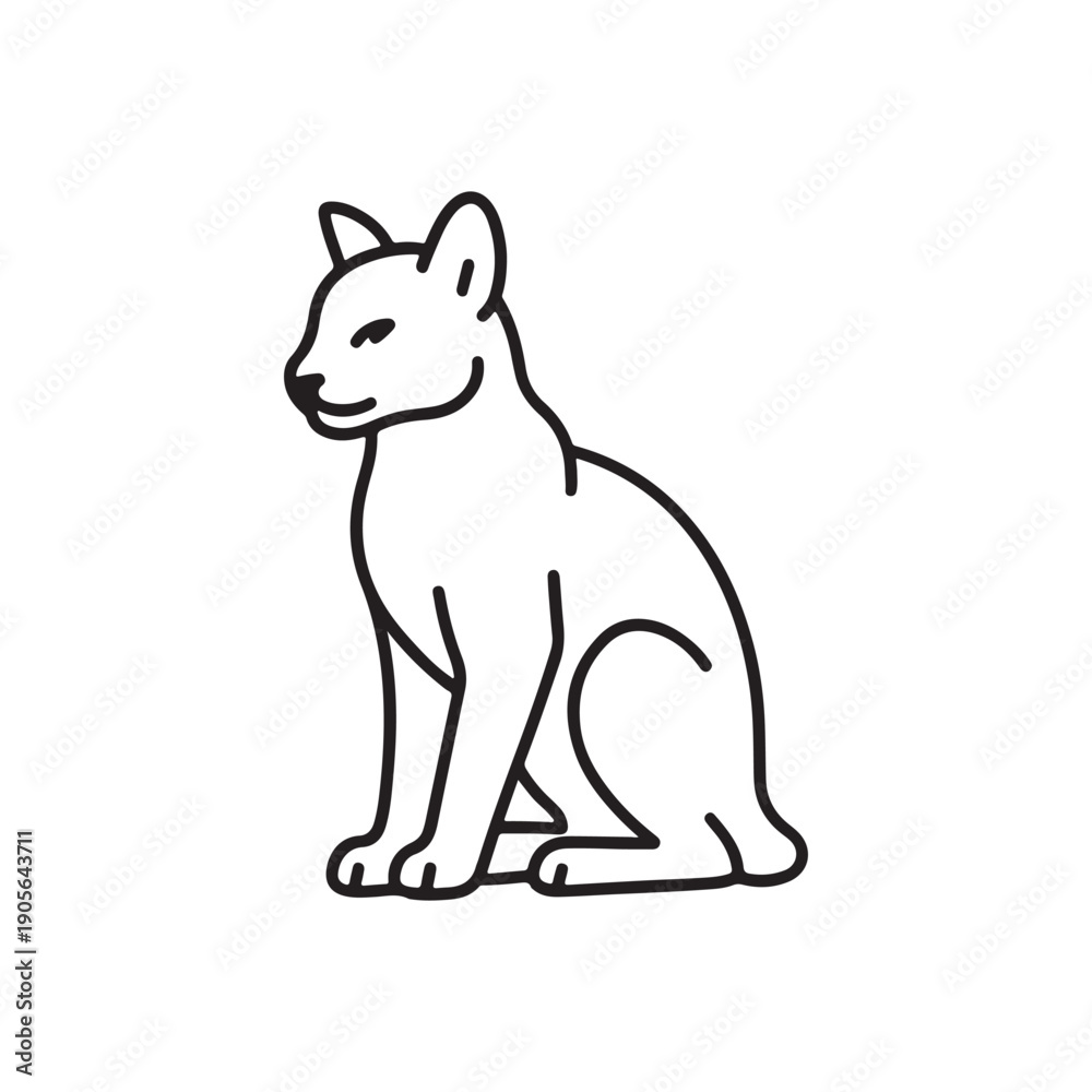 Fototapeta premium Cat Sitting Minimalist Silhouette Vector Icon