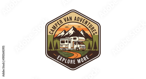 Camper Van Adventures Explore More Logo Design.